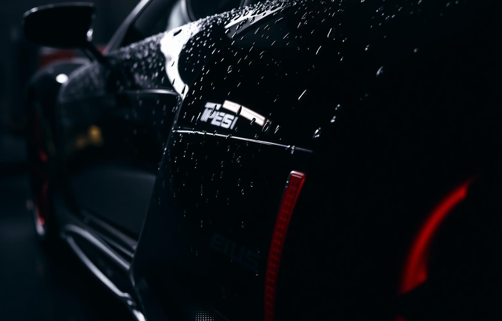 Glossy black detailed sports car